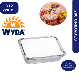 BANDEJA MARMITA RETANGULAR 220ML WYDA D12 - TAMPA CARTÃO ALUMINIZADO em Oferta na Shopee