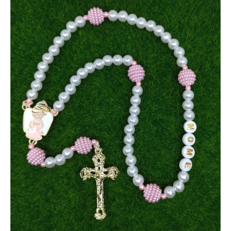 terço anjinho da guarda personalizado - modelos variados em Oferta na Shopee