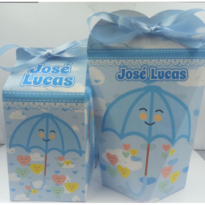 kit Festa Personalizada Chuva de Bençãos Azul 40 unidades+ 20 tags para docinhos em Oferta na Shopee