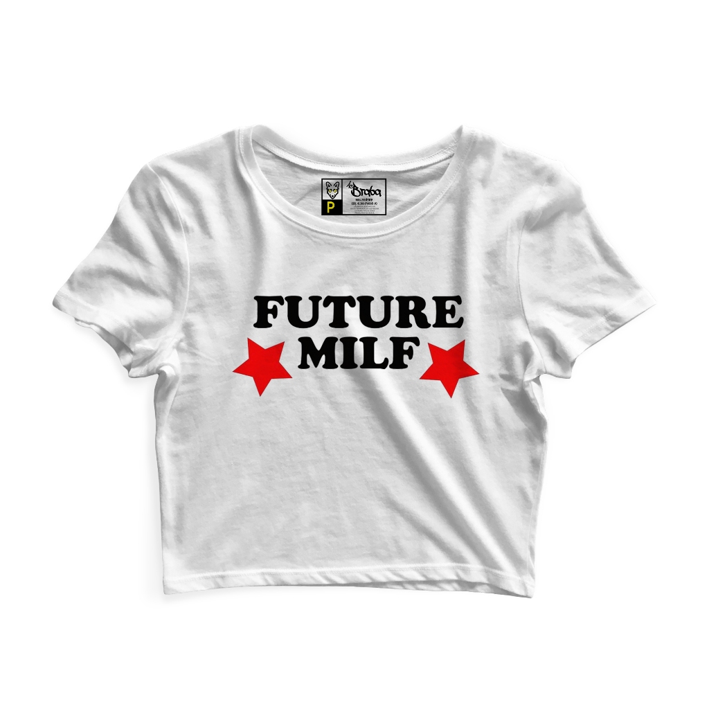 Cropped Blusa Blusinha As Braba Future Milf Branco em Oferta na Shopee