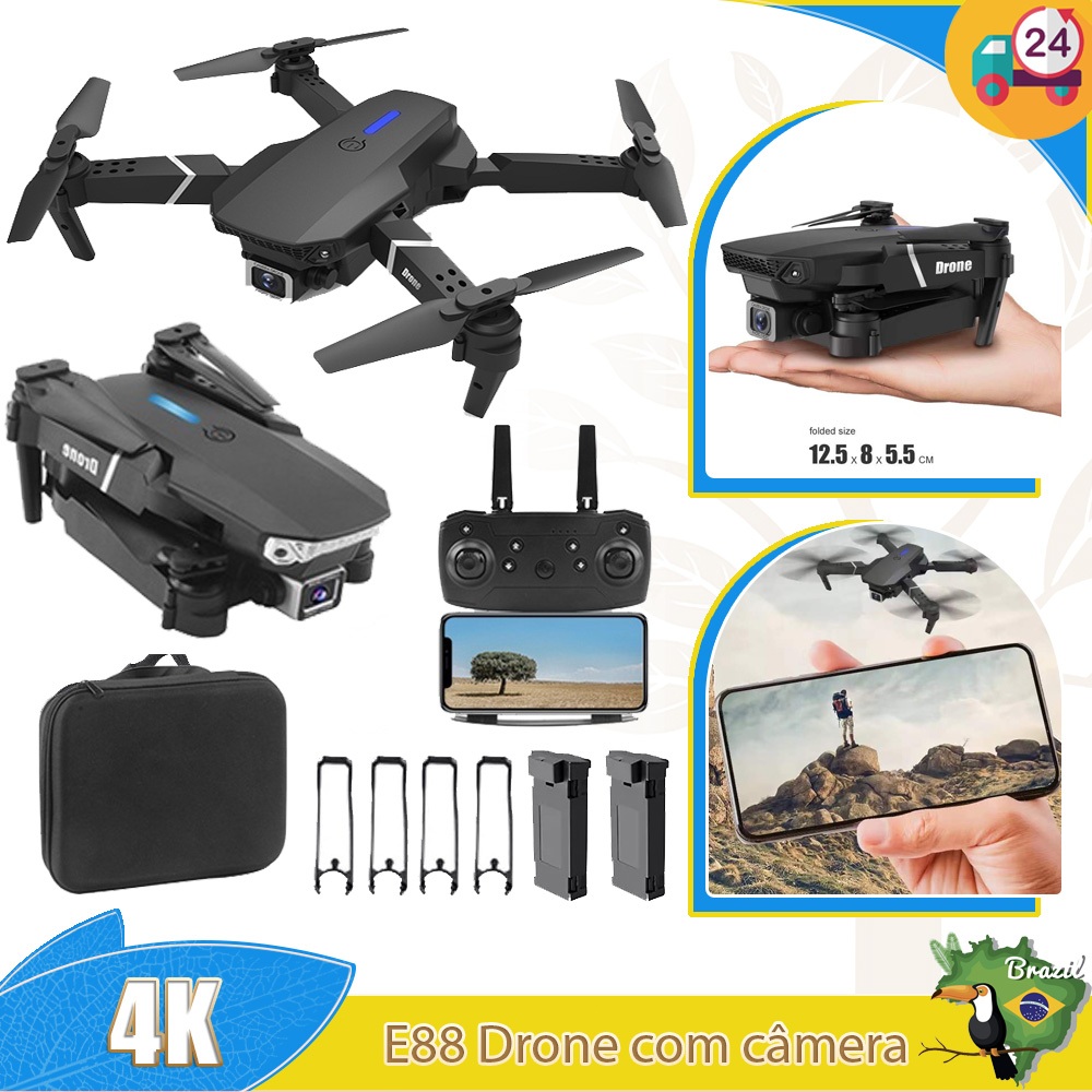 E88 Pro Drone 4K HD drone câmera wifi controle remoto evitar obstáculos mini drone portátil