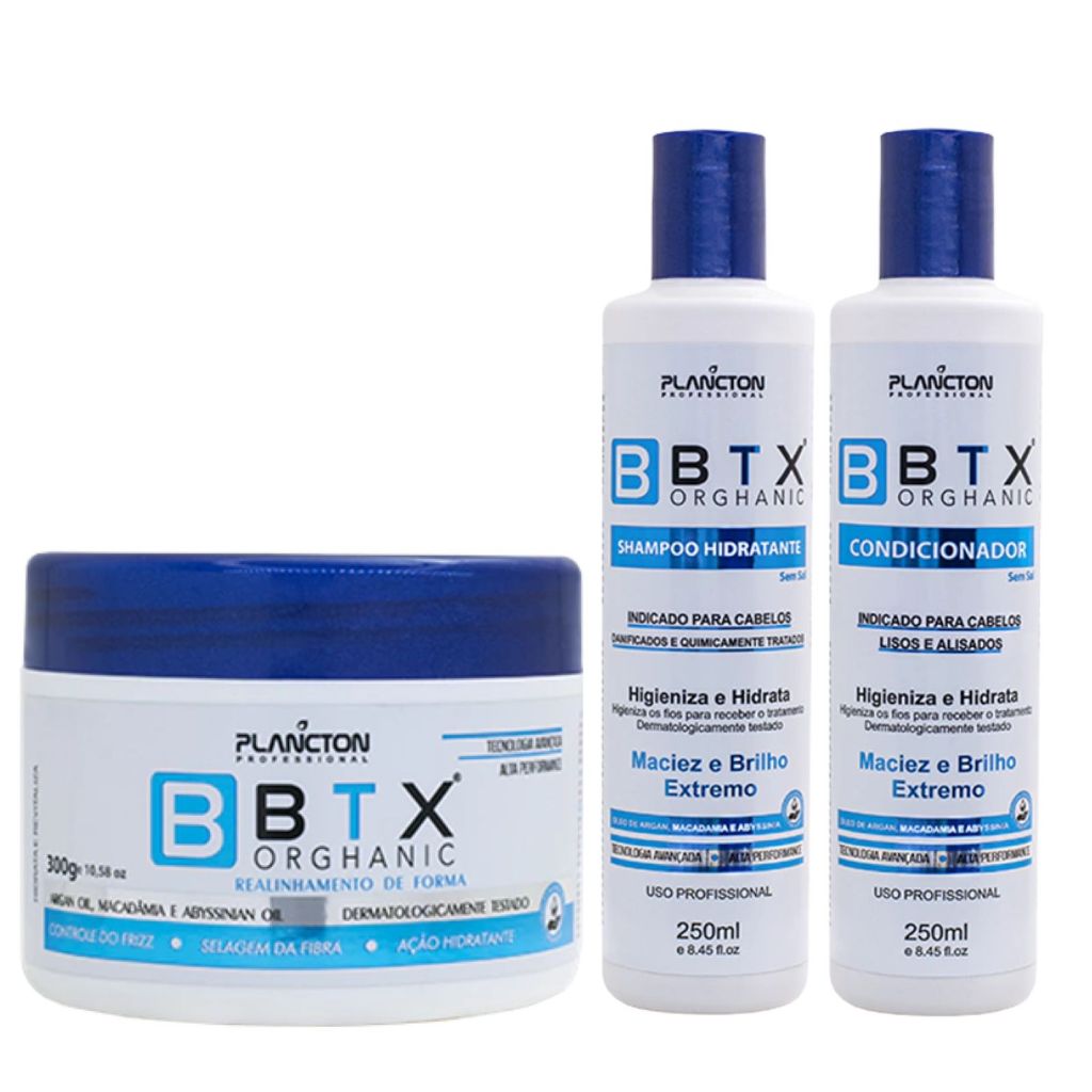 Kit Plancton bTx Orghanic 300g + 3 Semanas Shampoo e Condicionador em Oferta na Shopee