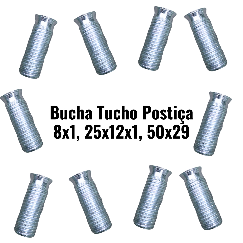 KIT COM 10 BUCHA TUCHO POSTIÇA M8 X 1,25 M12 X 1,50 29MM em Oferta na Shopee