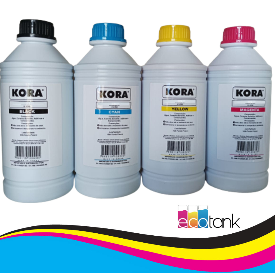 4 Litro Tinta Kora Compatível Impressora L210 L220 L355 L375 L395 L495 L3110 L3150 L3250 L4150 L4160