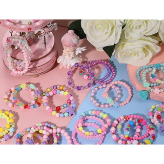 Kit 12 pulseiras lindas infantis de miçanga em Oferta na Shopee