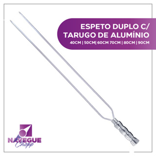 1 Unidade Espeto de Churrasco Duplo Alta Qualidade com Tarugo de Alumínio - Uso Profissional em Oferta na Shopee