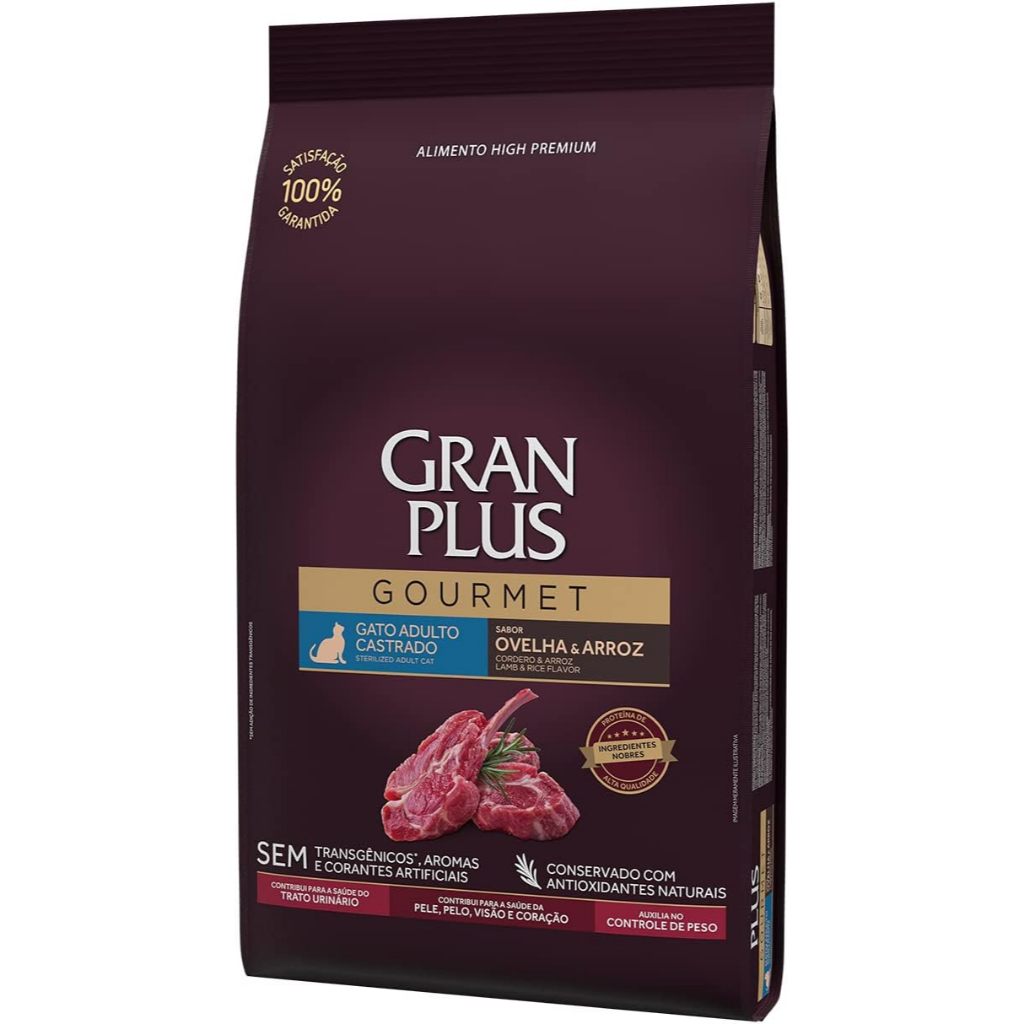 Ração Gran Plus Gourmet Gatos Castrados Ovelha e Arroz 3Kg em Oferta na Shopee