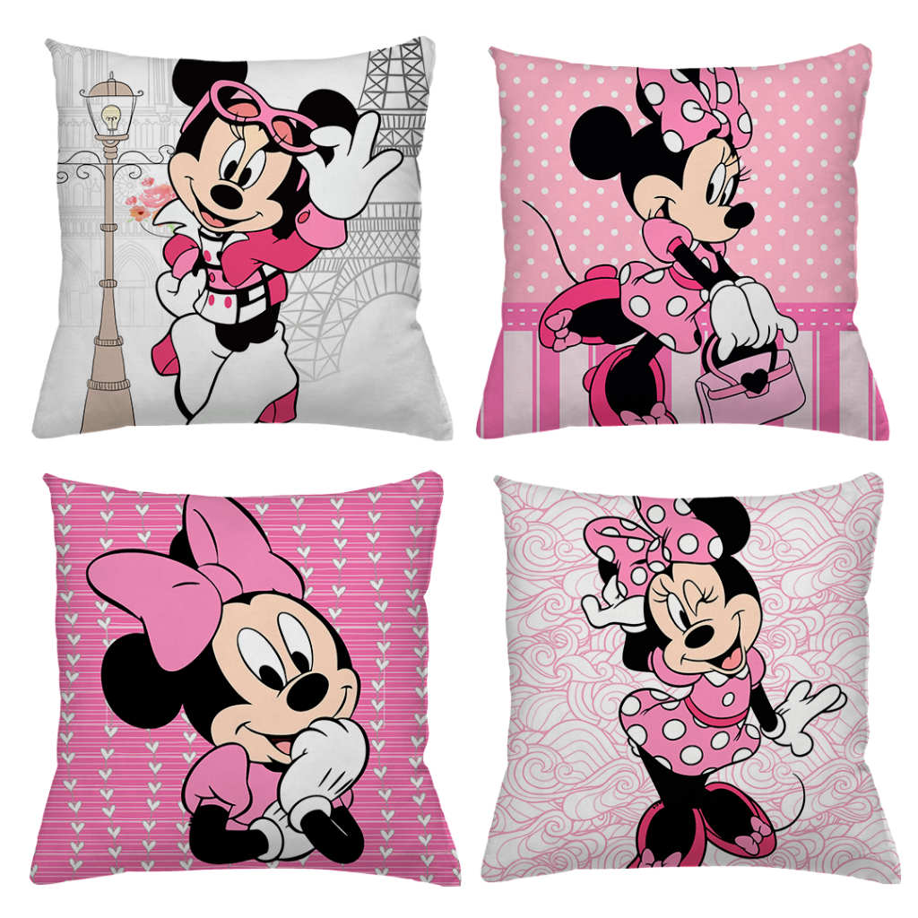 KIT 4 CAPAS DE ALMOFADAS IDEAL PARA DECORAÇÃO MICKEY, MINNIE, QUARTO, SALA, LOVE - TAMANHO 45X45