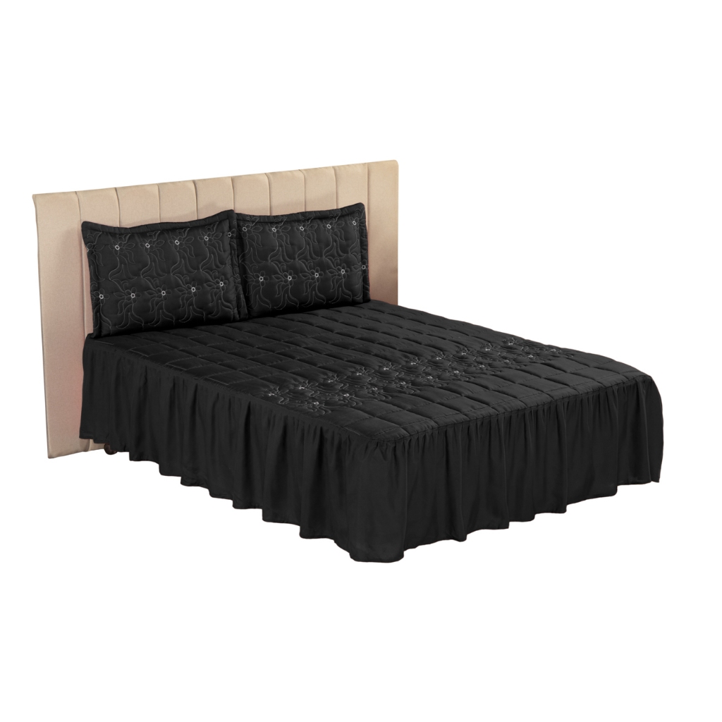 Jogo de cama Diva Casal 3 Peças Bordada Cama Box toque macio