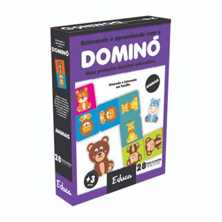 Jogo De Dominó Infantil Bichos De Madeira em Oferta na Shopee