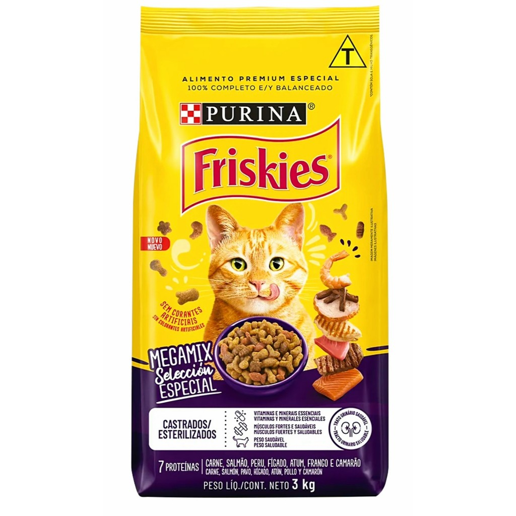 Ração friskies megamix purina para gatos castrados 3Kg.