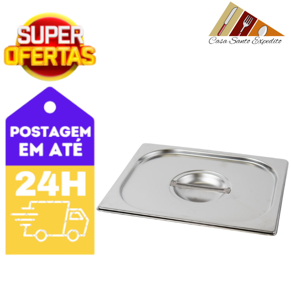 Tampa Cuba Gastronômica GN Inox 1/2 Sem Recorte Réchaud Self Service - CSE Impor (ENVIO IMEDIATO)