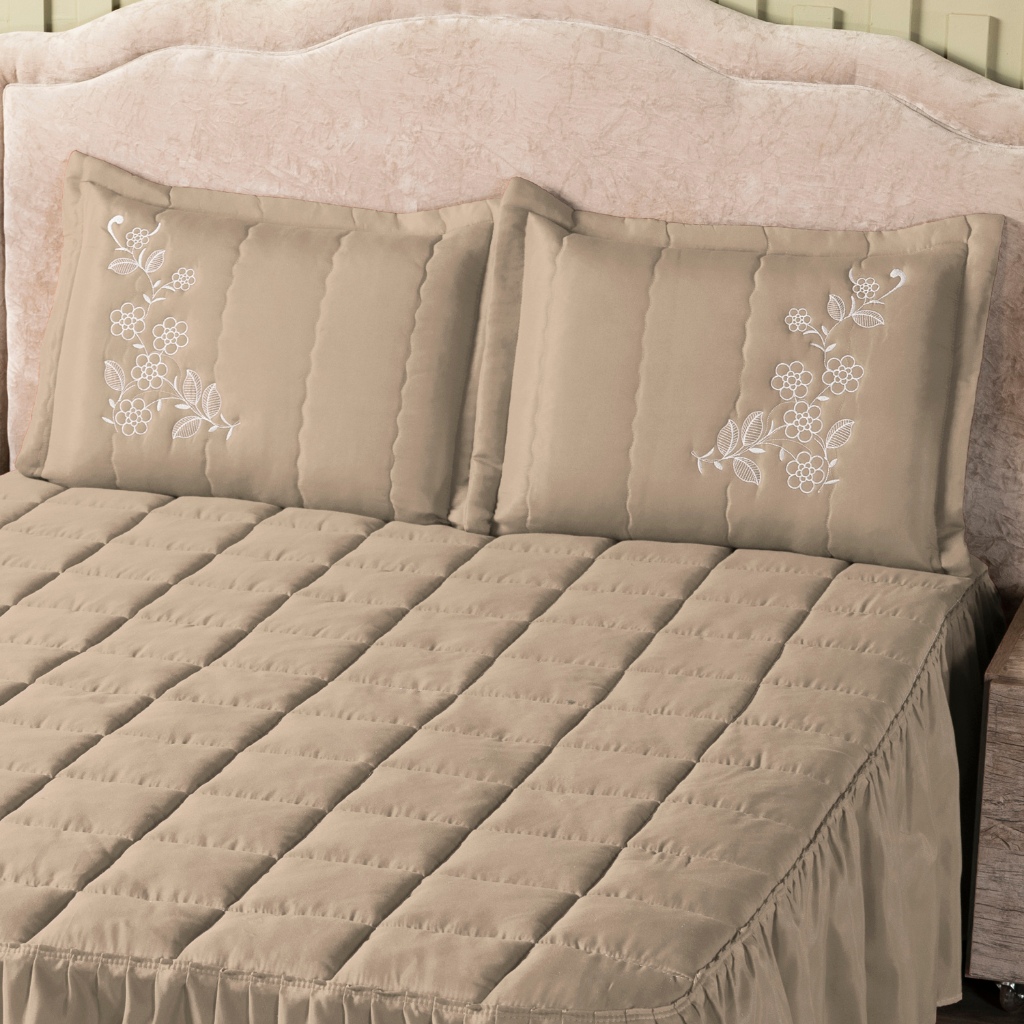 Jogo de cama Flora Casal 3 Peças Bordada Cama toque macio