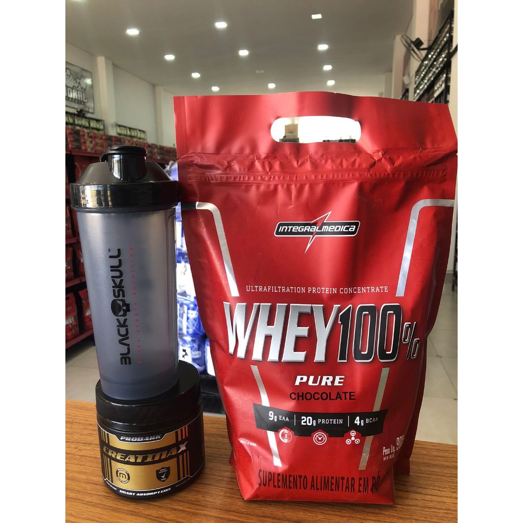 WHEY INTEGRAL + CREATINA 150G + COQUETELEIRA