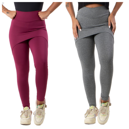 Kit 2 Calças Saia Lisa Feminina Suplex Academia Fitness em Oferta na Shopee