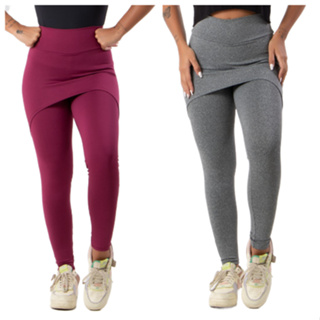 Kit 2 Calças Saia Lisa Feminina Suplex Academia Fitness em Oferta na Shopee