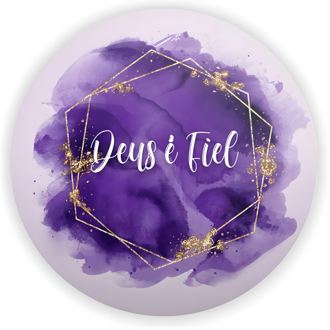 Painel Festa Infantil Redondo Deus é Fiel, Degrade Roxo Traços Dourado + Arco, Suporte incluso. Fazemos personalizado com qualquer tema. Confeccionado em Lona fosca, impressão de alta resolução. cenário Circular p/ Decoração