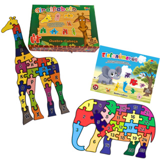 Quebra Cabeça Educativo Alfabeto e Números em MDF  Brinquedo Educativo e Pedagógico em Oferta na Shopee