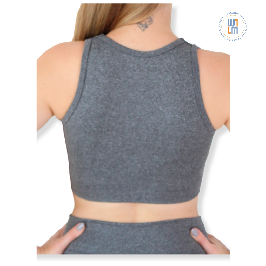 Top Fitness Com Forro Elástico No Cós Frente Dupla Feminino Adulto Academia Treino Caminhada Suplex