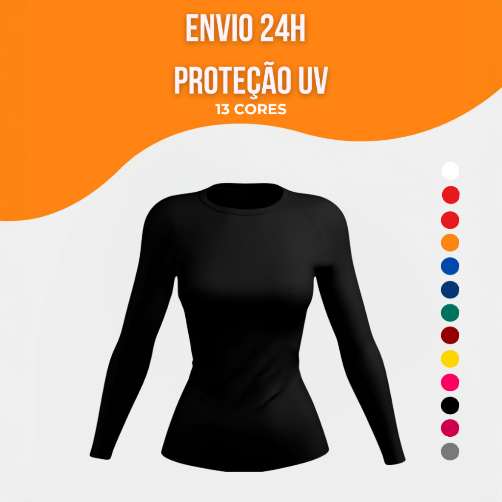 Camisa Térmica Feminina Manga Longa Proteção UV 50+ Ideal Para Treinar Segunda Pele Com Proteção Solar em Oferta na Shopee
