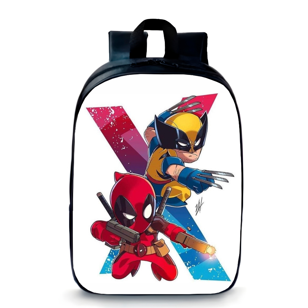 Mochila Pequena Pré-escolar Mini Deadpool e wolverine super heróis promoção