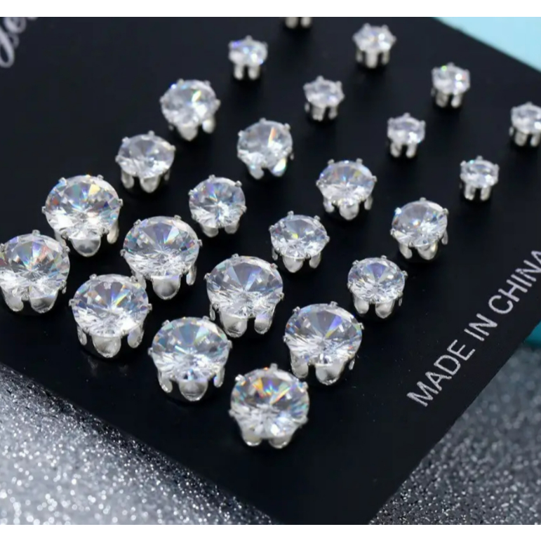 Brincos Ponto de Luz Zircônia Unissex/3mm-8mm em Oferta na Shopee