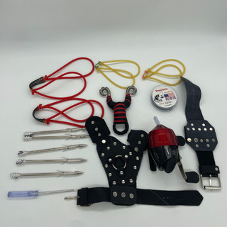 Kit com 11 itens completo Spincast Esquerda Pesca Estilingue Molinete Carretel Profissional Canhotos