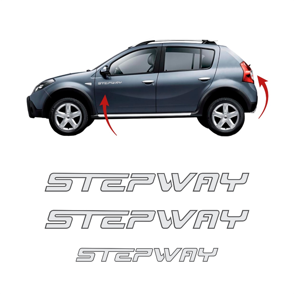 Kit com Adesivos Laterais e Traseiro Renault Sandero Stepway