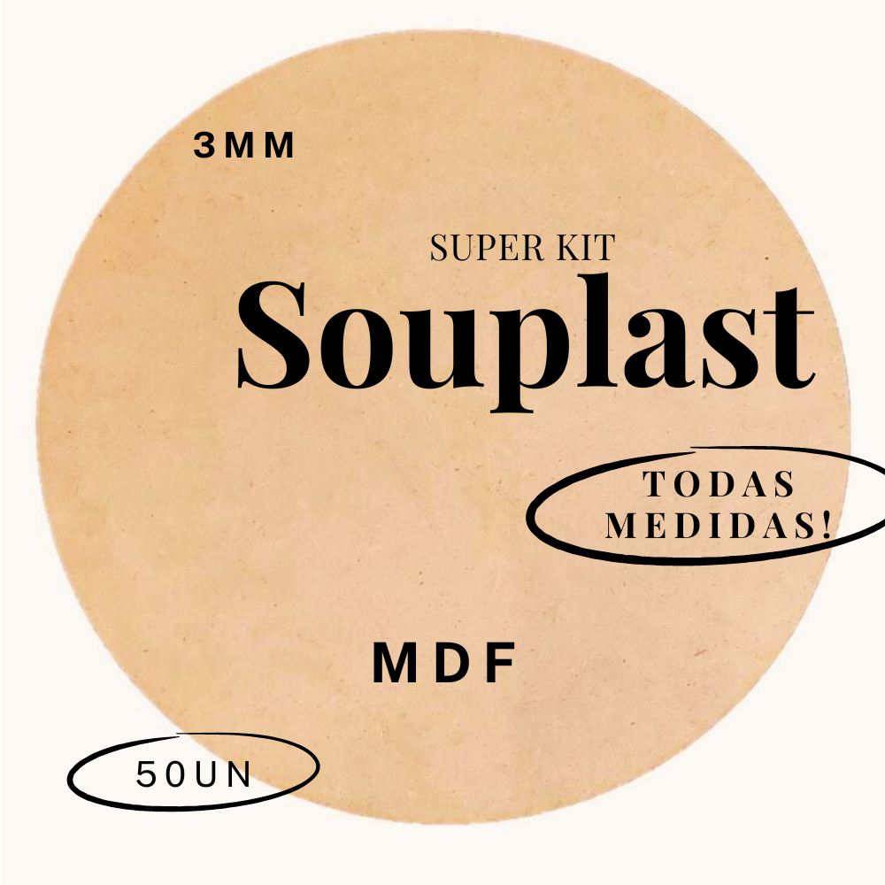 Kit com 50 unidades Souplast Roda MDF 3 mm Aplique Bolacha Lisa