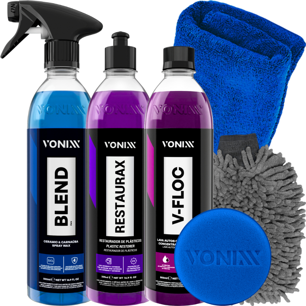 Kit Lavagem Automotiva Shampoo V-Floc Cera Blend Restaurax Vonixx em Oferta na Shopee