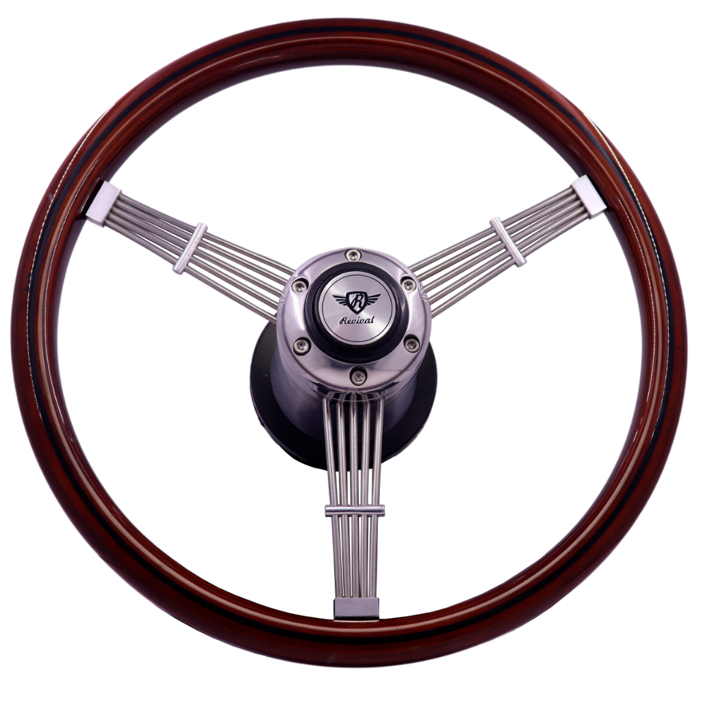 Volante Clássico Revival Banjo 356 Madeira Logo Prata Chevette  F1000 Fusca Brasília Fiat 147 A10