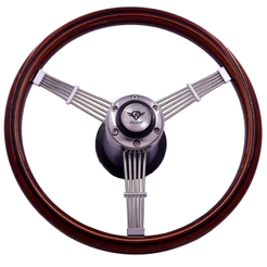 Volante Clássico Revival Banjo 356 Madeira Logo Prata Chevette F1000 Fusca Brasília Fiat 147 A10