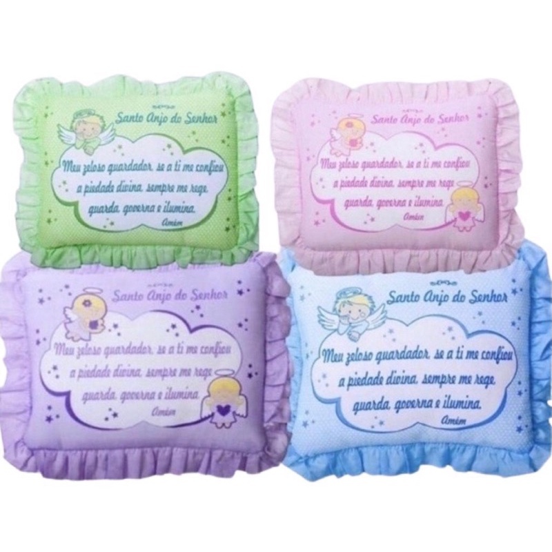 Travesseiro de Bebe Infantil Oração Santo Anjo - ENXOVAL