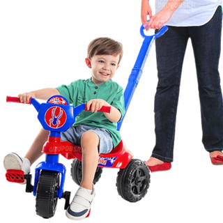 Kit Carrinho de passeio infantil andador bebe menino didatico de empurrar + pedal haste removivel