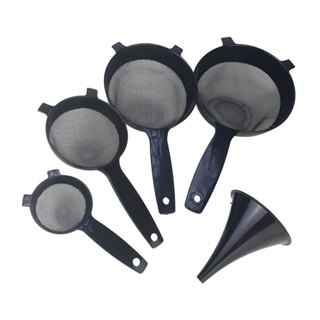 Kit Peneiras de Plástico + Funil Preta 5 peças Mini Pequena Média e Grande em Oferta na Shopee
