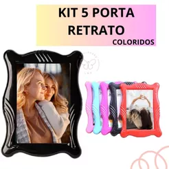 KIT 5 PORTA RETRATO 10X15 DE PLÁSTICO COLORIDA Lembrancinha Decoração Festividade com Acetato