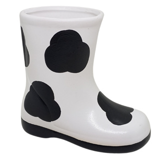 Bota Decorativa Botinha Caipira Com Mancha De Vaca Ceramica em Oferta na Shopee