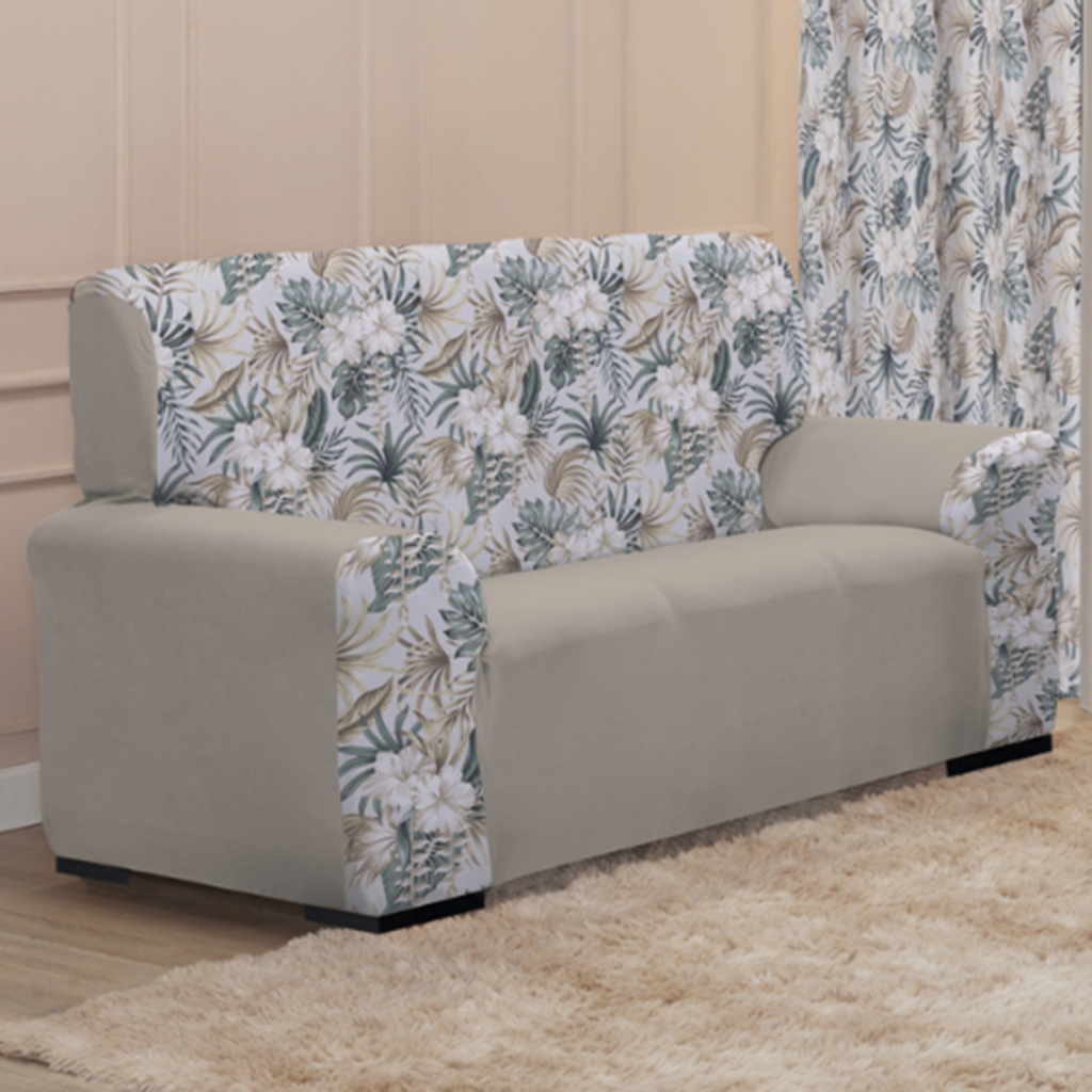 Capa de sofá 3 lugares Coladinha Mista Floral Estampada Decoração Sala 1PEÇA (AVULSA)