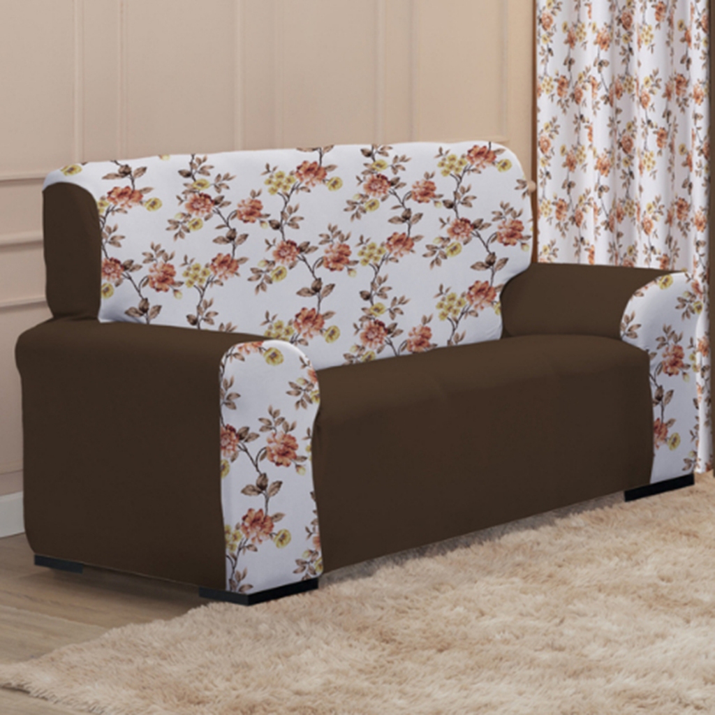 Capa de sofá 4 lugares Coladinha Mista Floral Estampada Decoração Sala 1PEÇA (AVULSA)