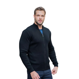Sueter Tricot Com Zíper Agasalho Masculino Gola Redonda