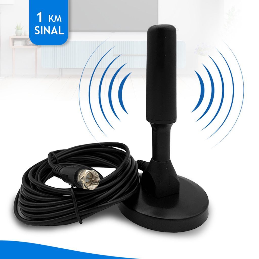 Antena para conversor digital 5 metros Amplificada HDTV UHF VHF Diversos modelos em Oferta na Shopee