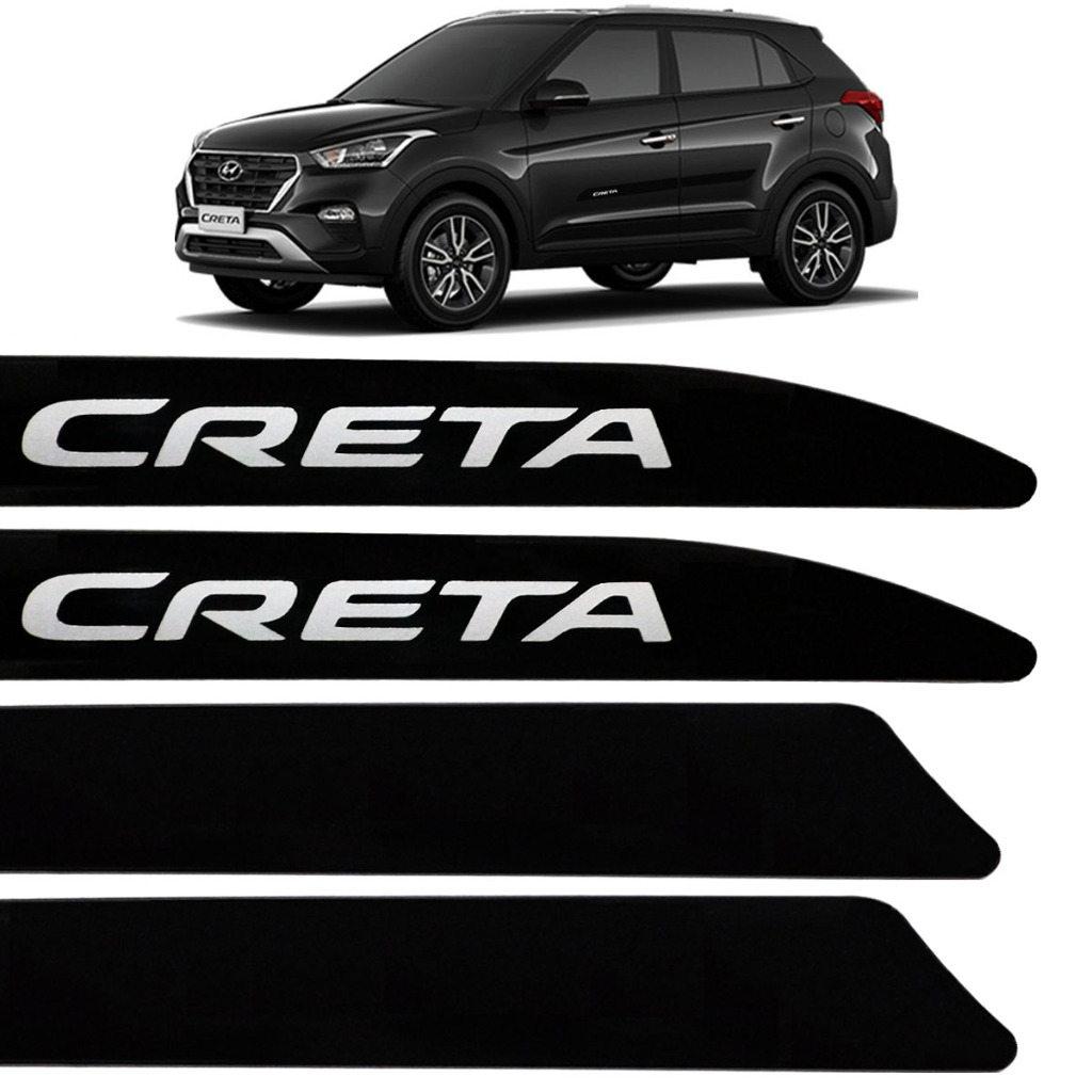 Jogo Friso Lateral Facão Creta 2017 Até 2024 Preto Onix