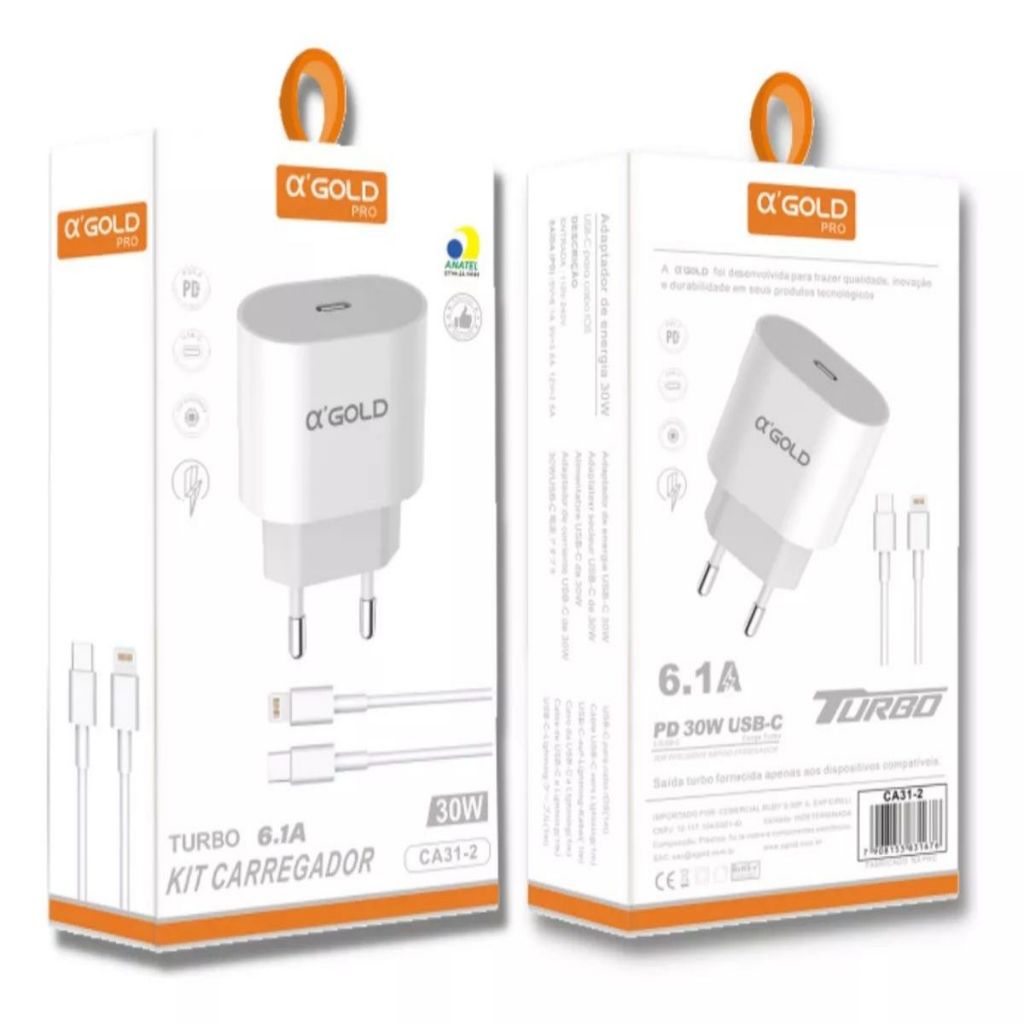 Carregador Turbo 30w Para iPhone 8 X Xr 11 12 13 14 15 Promoção em Oferta na Shopee