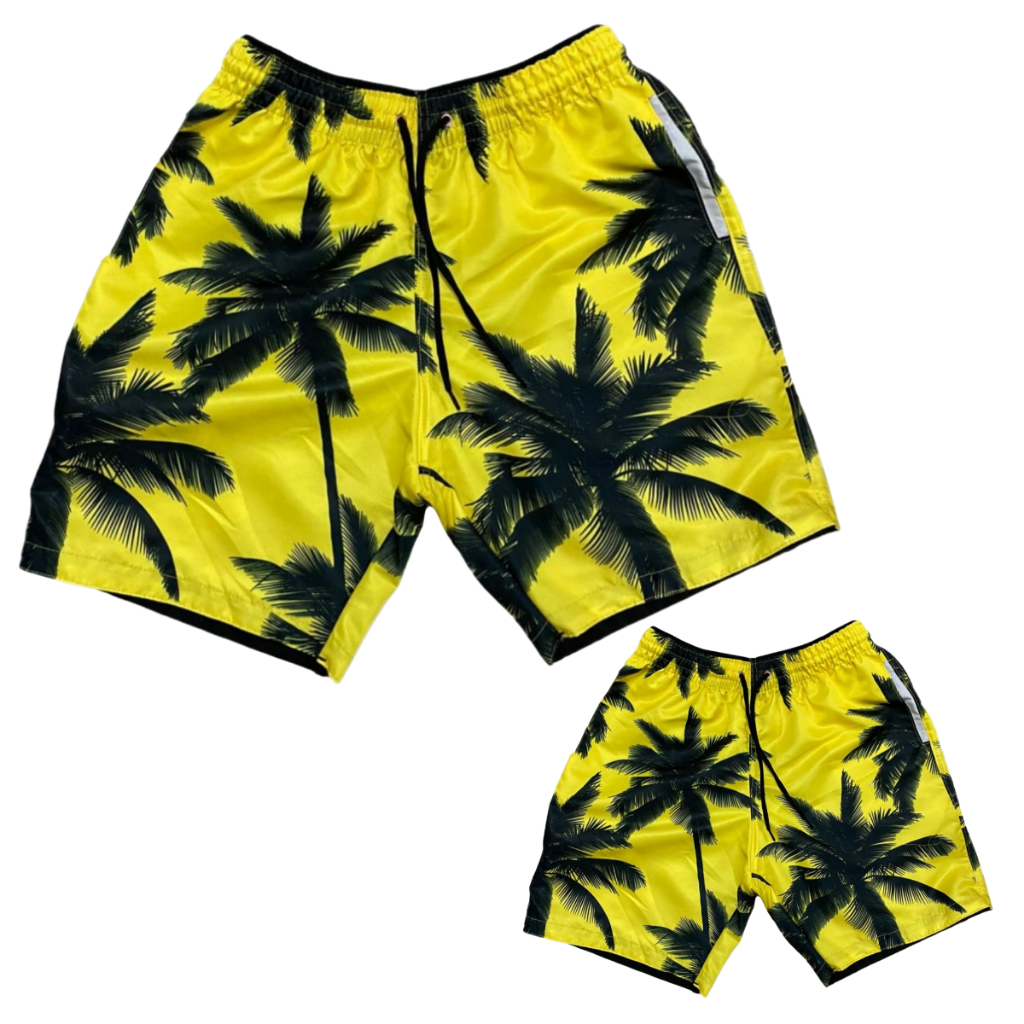 Kit Short Praia Tal Pai Tal Filho(a) Conjunto Pai E Filho(a) Varias Estampas