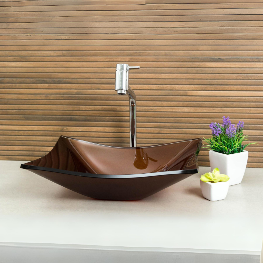 Cuba Pia de Vidro Retangular Para Banheiro Lavabo 40X32 + Torneira Link e Válvula Click Inteligente em Oferta na Shopee