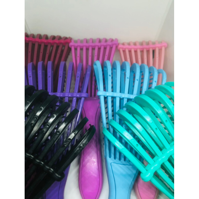 Escova Polvo Para Cabelo Cacheado Ondulado Pente Finalização Definição Dos Cachos