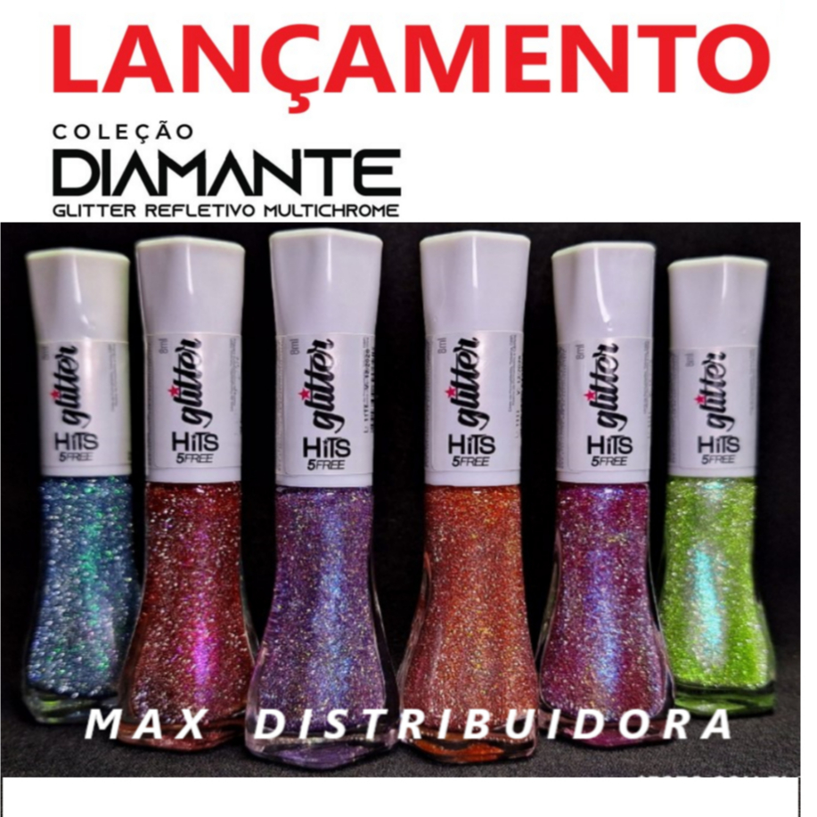 KIT COM  3  ESMALTES HITS - DIAMANTE GLITER REFLETIVO MULTICHROME -  ESCOLHA AS CORES