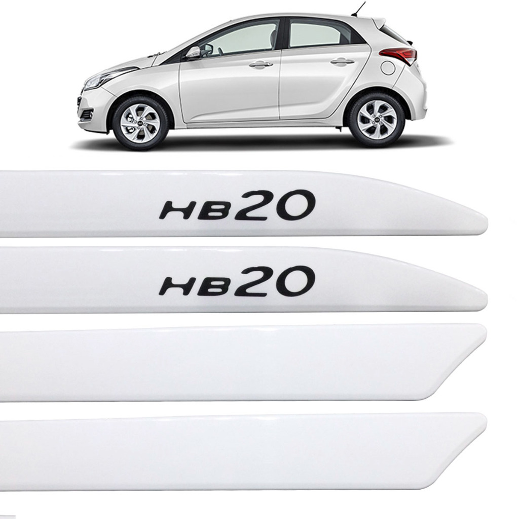 Jogo Friso Lateral Facão Hb20 2012 Até 2024 Branco Polar