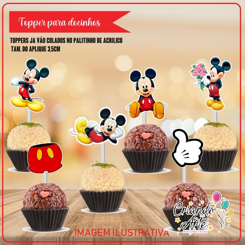 Mickey 30 / 50 / 100 Toppers para docinhos / Forminhas para doces Personalizados de festa