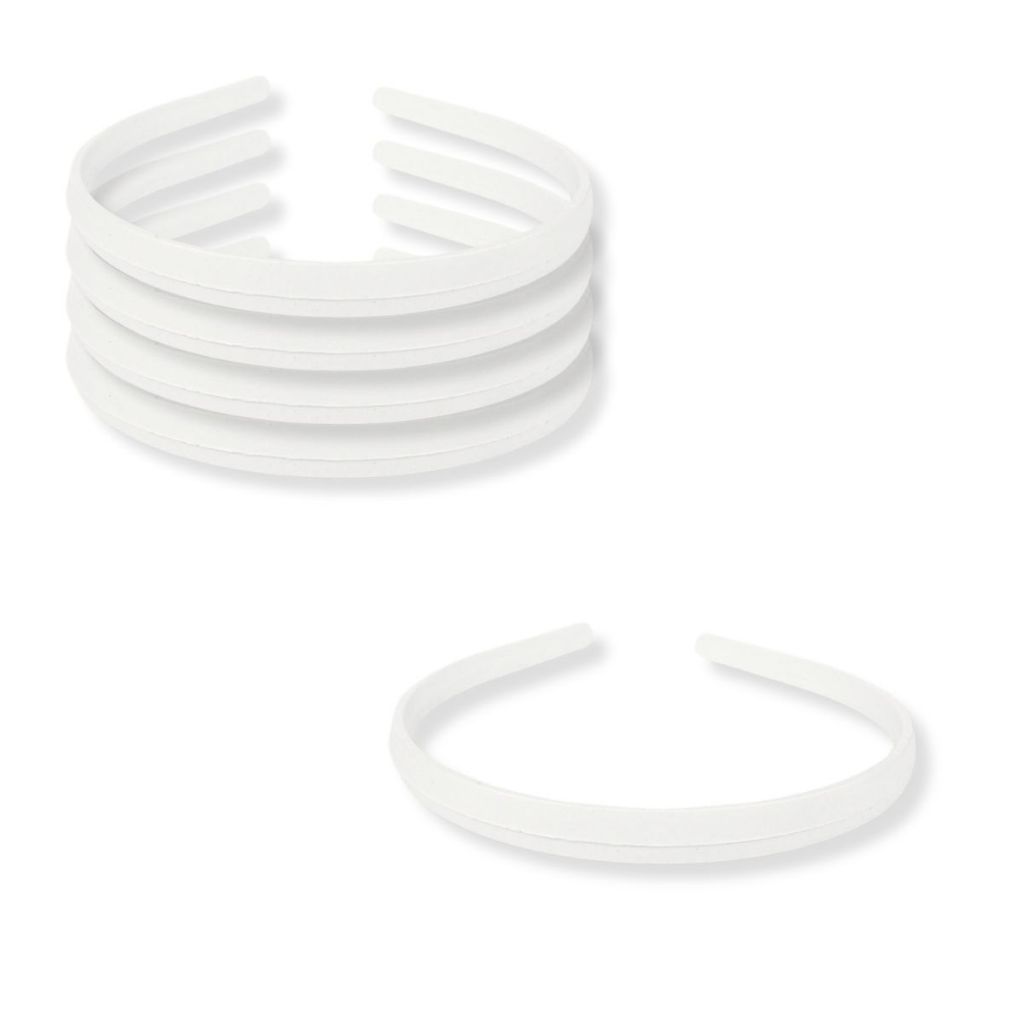 Kit 12 Tiara Arco Arquinho Plástico Forrar/Encapar/Costumizar Simples Branca Lisa - 10mm / 1cm